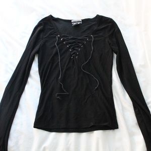 Long Sleeve Lace Up black shirt